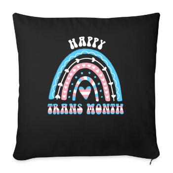 Joyeux mois trans Transgender Rainbow - Housse de coussin décorative 45 x 45 cm - noir - Devant