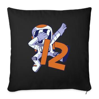 12th Birthday Astronaut 12 Years Space Galaxy - Sofa pillowcase 17,3'' x 17,3'' (45 x 45 cm) - black - Front