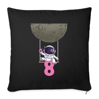 8th Birthday Astronaut 8 Years Space Galaxy - Sofa pillowcase 17,3'' x 17,3'' (45 x 45 cm) - black - Front