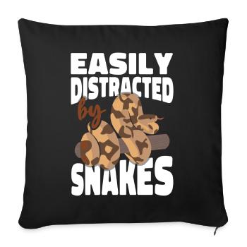 Snake Serpent Easily Distracted By - Sofa pillowcase 17,3'' x 17,3'' (45 x 45 cm) - black - Front
