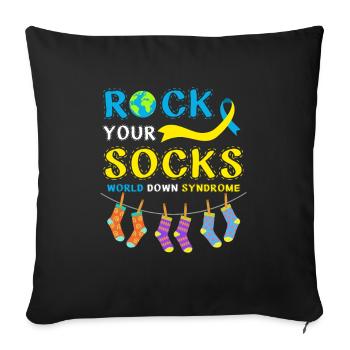 Rock Your Socks World Down Syndrome - Housse de coussin décorative 45 x 45 cm - noir - Devant