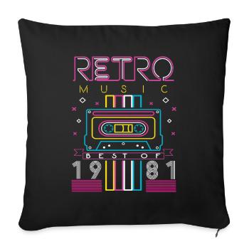 Best Of 1981 Retro Cassette Vintage Anniversaire - Housse de coussin décorative 45 x 45 cm - noir - Devant