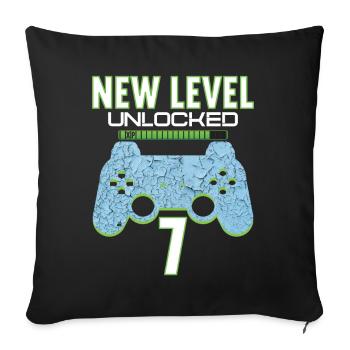 7 Years old 7 birthday outfit Gamer Gaming - Sofa pillowcase 17,3'' x 17,3'' (45 x 45 cm) - black - Front
