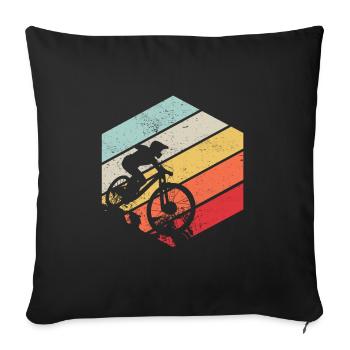 Descente VTT Nature Montagnes Retro Wave Vintage - Housse de coussin décorative 45 x 45 cm - noir - Devant