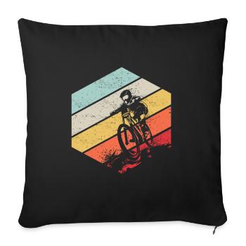 Descente VTT Nature Montagnes Retro Wave Vintage - Housse de coussin décorative 45 x 45 cm - noir - Devant