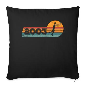 Joueur de basket-ball né en 2003 Anniversaire - Housse de coussin décorative 45 x 45 cm - noir - Devant