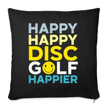 Happy Happy Disc Golf Happier Freizeit-Werfer - Sofakissenbezug 45 x 45 cm - Schwarz - Vorne