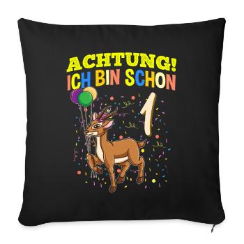 Achtung Ich Bin Schon 1 Geburtstag Gazelle - Sofakissenbezug 45 x 45 cm - Schwarz - Vorne