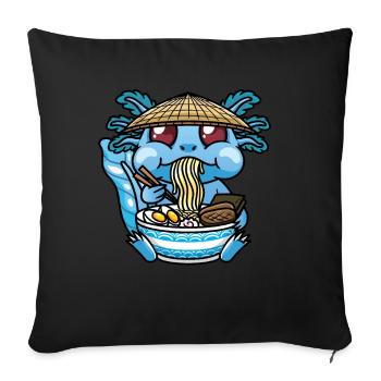 Axolotl Kawaii Ramen Noodles Anime - Sofa pillowcase 17,3'' x 17,3'' (45 x 45 cm) - black - Front