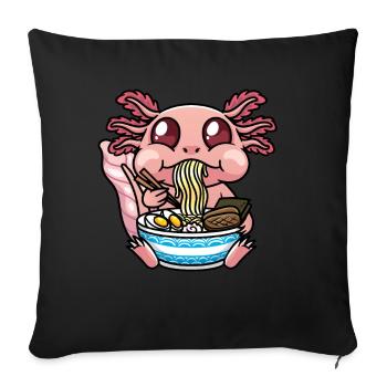 Axolotl Kawaii Ramen Noodles Anime - Sofa pillowcase 17,3'' x 17,3'' (45 x 45 cm) - black - Front