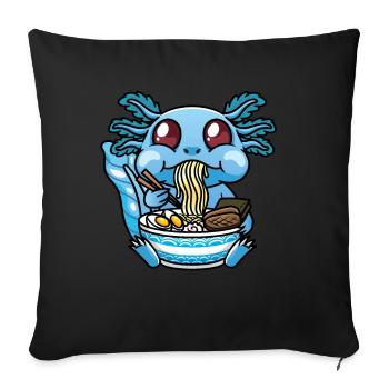 Axolotl Kawaii Ramen Noodles Anime - Sofa pillowcase 17,3'' x 17,3'' (45 x 45 cm) - black - Front