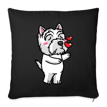 West Highland White Terrier Dog Westie - Sofa pillowcase 17,3'' x 17,3'' (45 x 45 cm) - black - Front