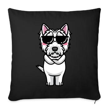 West Highland White Terrier Dog Westie - Sofa pillowcase 17,3'' x 17,3'' (45 x 45 cm) - black - Front