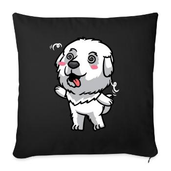 Émoticône de chien de montagne des Pyrénées - Housse de coussin décorative 45 x 45 cm - noir - Devant