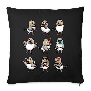 Émoticône d’oiseau de pinson zèbre - Housse de coussin décorative 45 x 45 cm - noir - Devant
