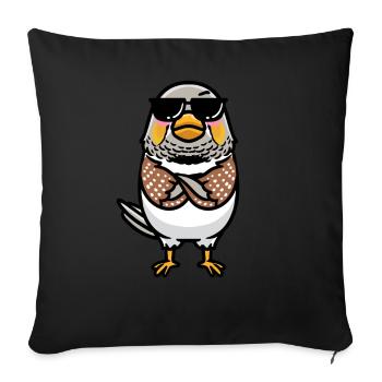 Zebra Finch Bird Emoticon With - Sofa pillowcase 17,3'' x 17,3'' (45 x 45 cm) - black - Front