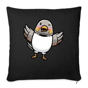 Émoticône d’oiseau de pinson zèbre - Housse de coussin décorative 45 x 45 cm - noir - Devant
