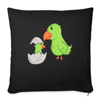 Parrot with baby parrot - Sofa pillowcase 17,3'' x 17,3'' (45 x 45 cm) - black - Front