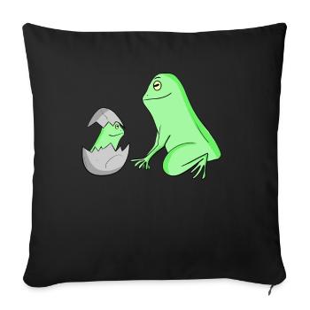 Frog with Baby Frog - Sofa pillowcase 17,3'' x 17,3'' (45 x 45 cm) - black - Front