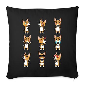 Basenji Dog Emoticon - Sofa pillowcase 17,3'' x 17,3'' (45 x 45 cm) - black - Front