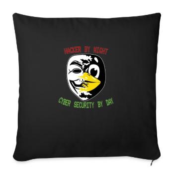 Lustiger Cyber Security Expert Linux Pinguin als - Sofakissenbezug 45 x 45 cm - Schwarz - Vorne