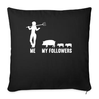 Me and my followers farmer pig pigs - Sofa pillowcase 17,3'' x 17,3'' (45 x 45 cm) - black - Front