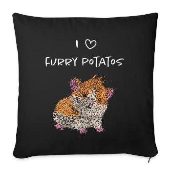 Cochon d’Inde cochon d’Inde de pomme de terre à fourrure - Housse de coussin décorative 45 x 45 cm - noir - Devant
