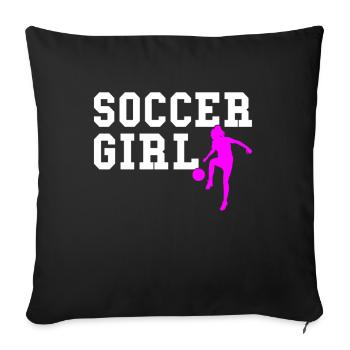soccer girl - Sofa pillowcase 17,3'' x 17,3'' (45 x 45 cm) - black - Front