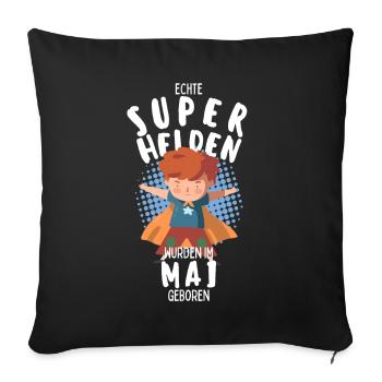 Echte Superhelden wurden im Mai geboren Junge - Sofakissenbezug 45 x 45 cm - Schwarz - Vorne