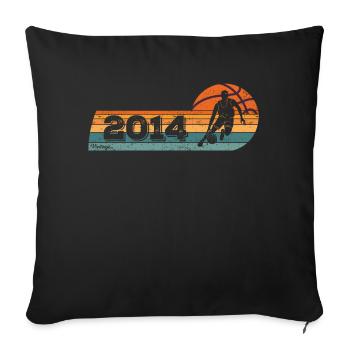 Basketteur né en 2014 Anniversaire - Housse de coussin décorative 45 x 45 cm - noir - Devant