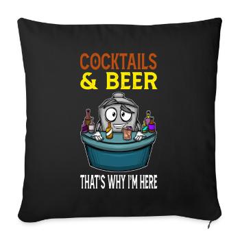 Cocktails Bières C’est pourquoi je suis ici Barkeeper - Housse de coussin décorative 45 x 45 cm - noir - Devant