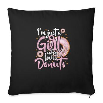 Fille beignet - Housse de coussin décorative 45 x 45 cm - noir - Devant