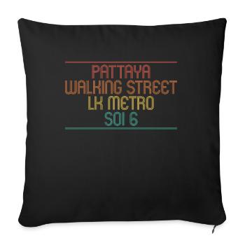 Thailand Walking Street Soi 6 LK Metro Pattaya - Sofa pillowcase 17,3'' x 17,3'' (45 x 45 cm) - black - Front