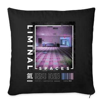 Liminal Spaces Retro 80s & 90s Aesthetic Vaporwave - Sofa pillowcase 17,3'' x 17,3'' (45 x 45 cm) - black - Front