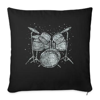 Drums Schalgzeuger Drumming Drumset - Sofa pillowcase 17,3'' x 17,3'' (45 x 45 cm) - black - Front