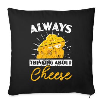 Pensez toujours au fromage Cheesy Cheese Foodie - Housse de coussin décorative 45 x 45 cm - noir - Devant