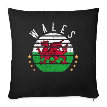 Wales UK Fußball-Weltmeisterschaft Geschenk - Sofakissenbezug 45 x 45 cm - Schwarz - Vorne