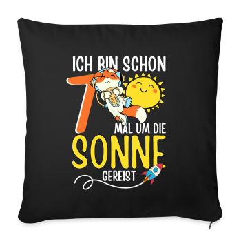 Süßer Fuchs Astronaut 7. Geburtstag Sonne Rakete - Sofakissenbezug 45 x 45 cm - Schwarz - Vorne