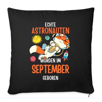Im September geboren - Fuchs Astronaut im Weltall - Sofakissenbezug 45 x 45 cm - Schwarz - Vorne