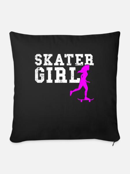 skater girl - Sofakissenbezug 45 x 45 cm - Schwarz
