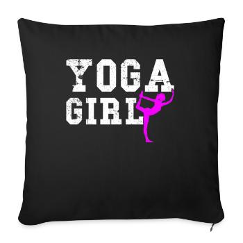 Fille de yoga - Housse de coussin décorative 45 x 45 cm - noir - Devant