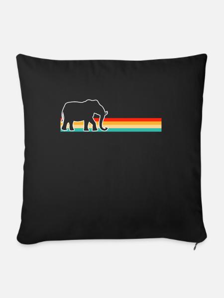 Elefant Retro - Sofakissenbezug 45 x 45 cm - Schwarz
