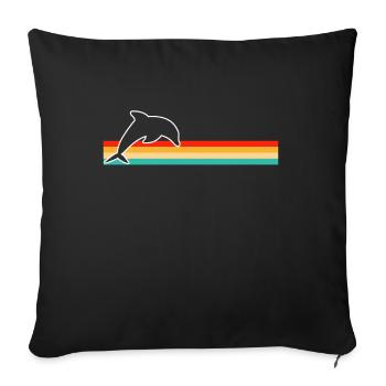 Dauphin Rétro - Housse de coussin décorative 45 x 45 cm - noir - Devant