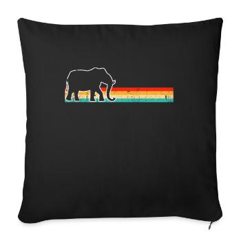 Rétro éléphant - Housse de coussin décorative 45 x 45 cm - noir - Devant