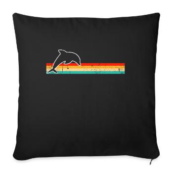 Dauphin Rétro - Housse de coussin décorative 45 x 45 cm - noir - Devant