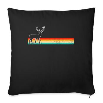 Cerf Rétro - Housse de coussin décorative 45 x 45 cm - noir - Devant