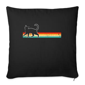 Chat Rétro - Housse de coussin décorative 45 x 45 cm - noir - Devant