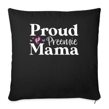 Chemise fière Preemie Mama NICU pour les parents - Housse de coussin décorative 45 x 45 cm - noir - Devant