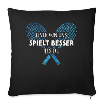Tennisspieler Tennisverein Tennisspiel - Sofakissenbezug 45 x 45 cm - Schwarz - Vorne