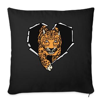 Crack Leopard Torn Hole Heart Leopards - Sofa pillowcase 17,3'' x 17,3'' (45 x 45 cm) - black - Front
